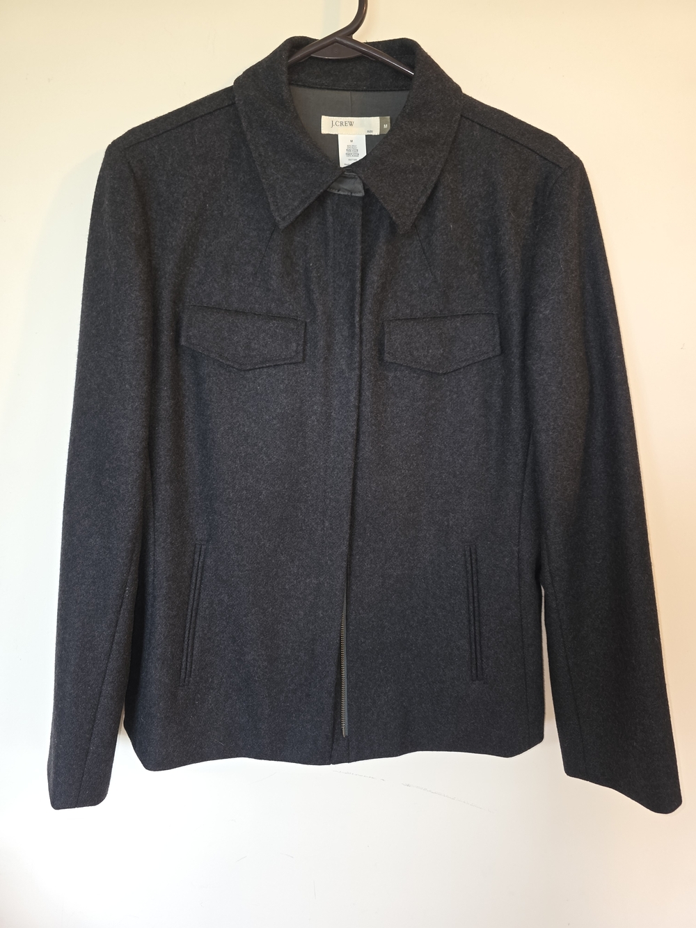 J.Crew Charcoal Wool Zip Jacket Women Medium Vintage